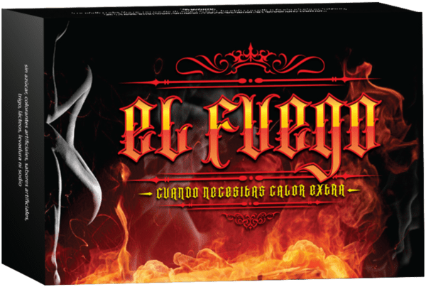 A banner with flames and the words " el fuego "